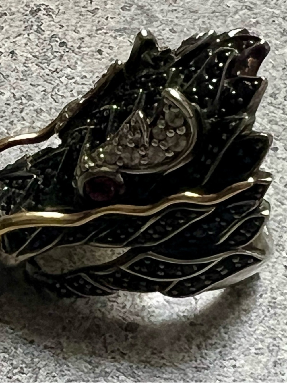 John Hardy Silver Naga Dragon Ring with Gold Accents and Ruby Gem Eyes - Picture 12 of 12